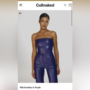 CULT NAKED faux leather Killa Bandeau Purple size XS